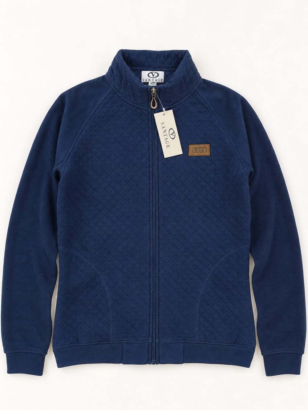 Audi Vantage Womens XL Navy Blue Quilted Full Zip Fleece Sweatshirt Jacket NWT - Picture 8 of 8